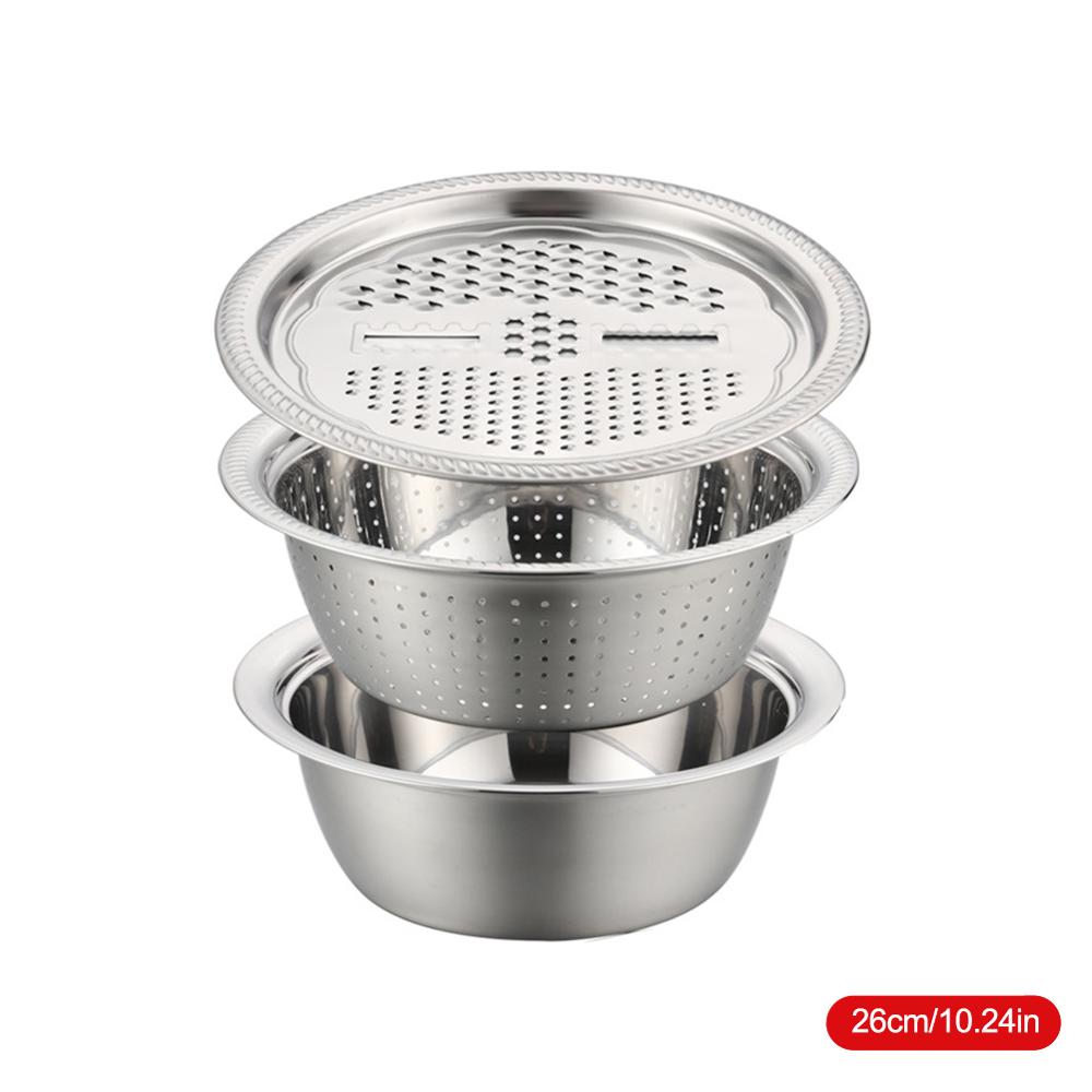 3pcs stainless steel pot vegetable cutter slicer drain basket sieve Kitchen Tool grater strainer Rice Washing Filter: 4
