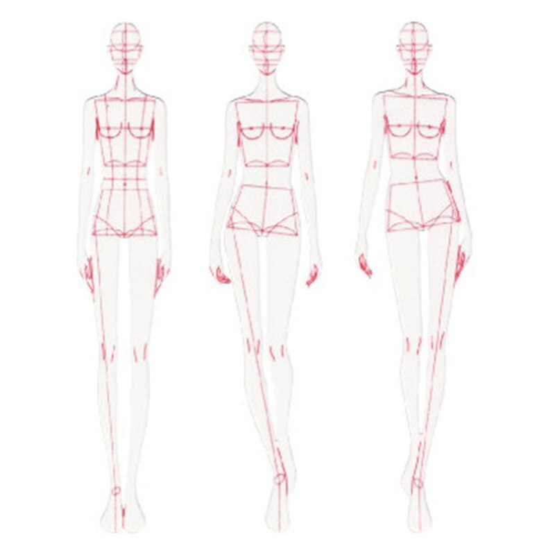 3pcs Ruler Ruler Line Drawing Human Dynamic Template for Cloth Rendering