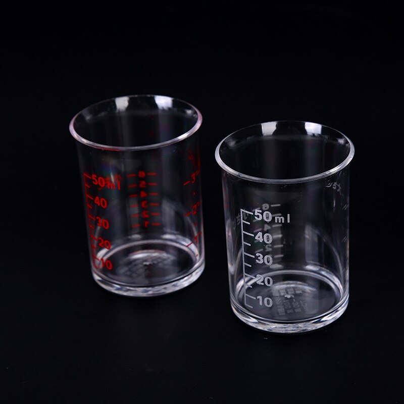 2Pcs 50ml Plastic Measuring Cup Clear Scale Show Transparent Mug Pour Spout Measuring Device