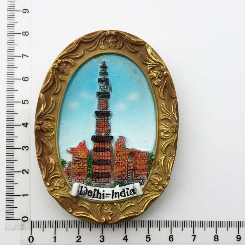 India Travel Souvenir Fridge Magnets Resin Delhi Stupa Taj Mahal Saree Magnetic Refrigerator Stickers Souvenir Crafts: New Delhi Stupa