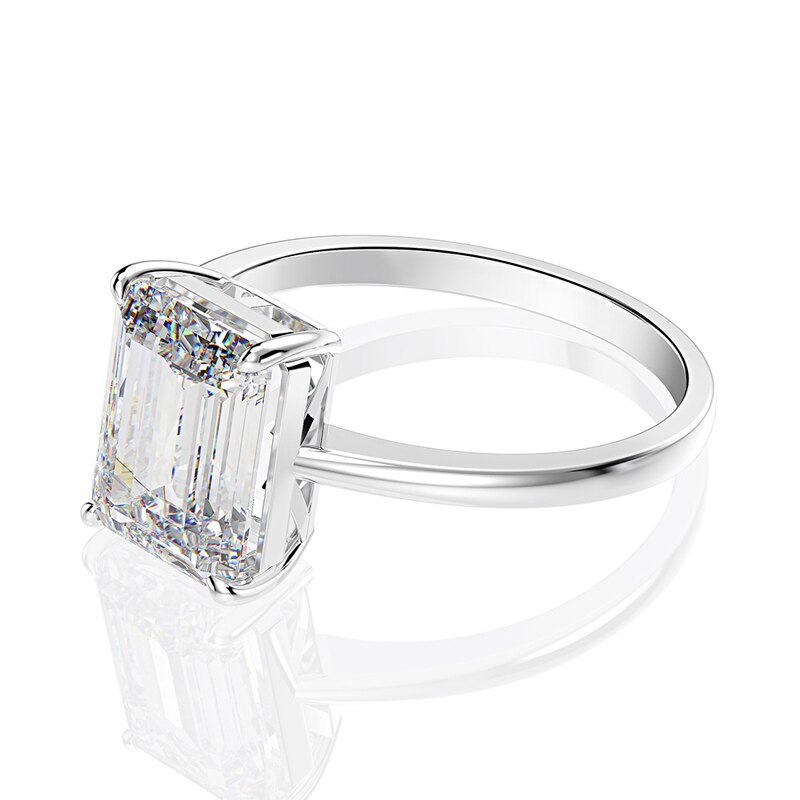 Simples e elegante 8*10mm 6 quilates de alto carbono aaaaa + zircão engagment anéis de casamento para mulher gilrs 925 prata esterlina jóias