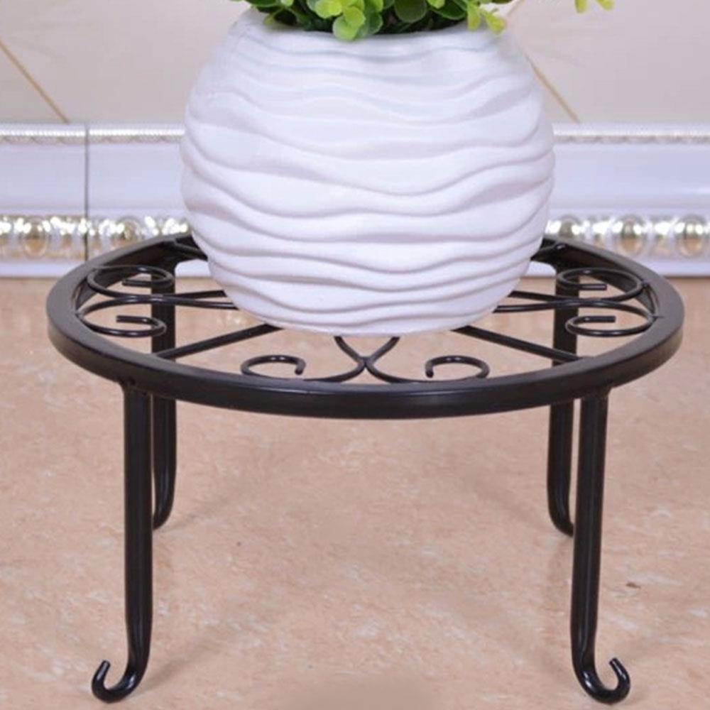 Household Wrought Iron Plant Stand Round Flower Shelf Potted Rack Balcony Indoor Garden Flower Pot Shelf Durable Home Decor: Black