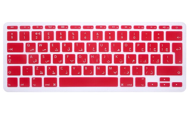 EU UK Arabic Alphabet Soft Silicone Persian Keyboard Protector Cover Skin For Apple MacBook Air 11.6 Inch 11" A1465/A1370: Red
