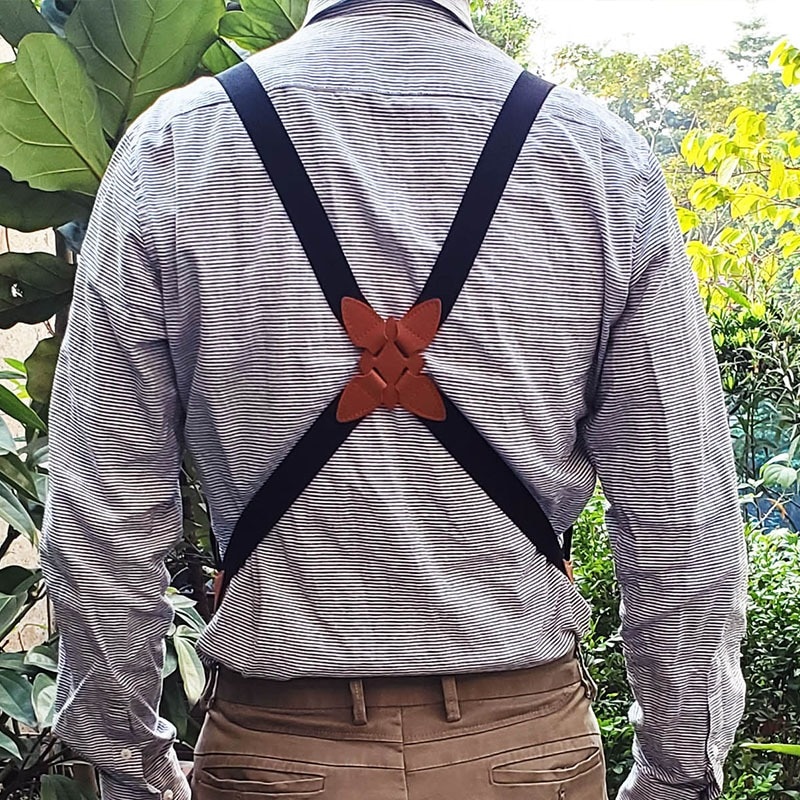 Vintage Holster-Style Elastic Side Clip Suspenders For Men Accessories Cross-Over Back Adult Braces Strap Suspenders 105x2.5cm