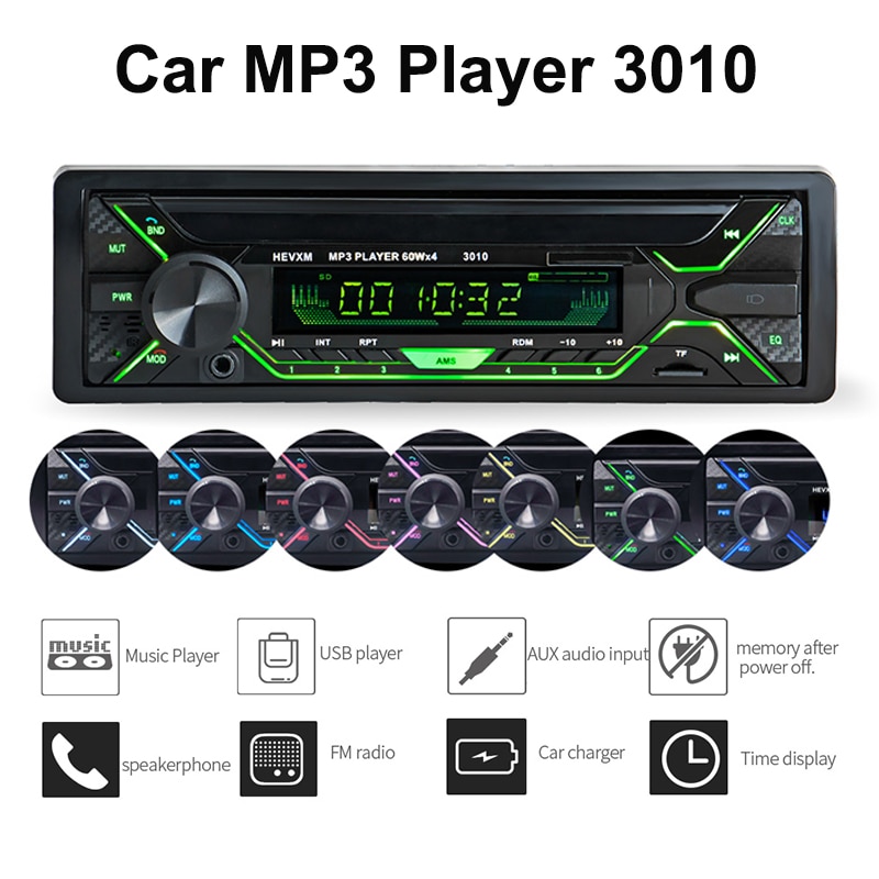 Bilradio stereospelare 3010 autoradio aux ingångsmottagare 1 din bluetooth stereo radio  mp3 multimediaspelare stöd fm/wma/usb