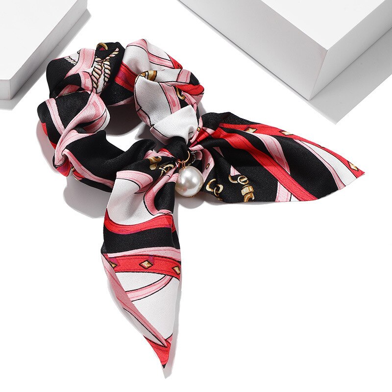 Trend Perle Anhänger Dickdarm Ring Gedruckt Haar Band frauen Bandeau Knoten Bogen Haar Band: Tsz43 9