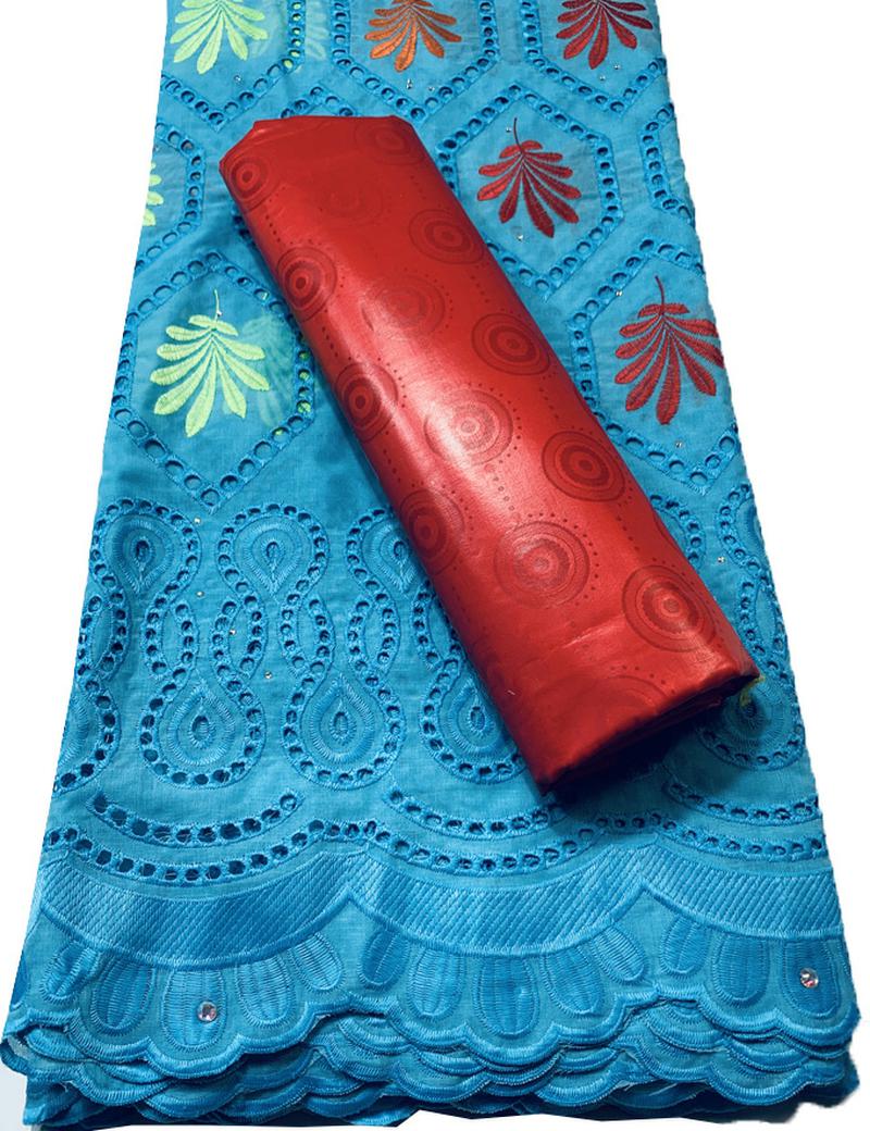 2022 Dry Laces 2.5+2.5 Yards With Bazin Riche Fabric Swiss Voile Senegal African Wedding Bride Dress YKM120 Orange: AS PIC14