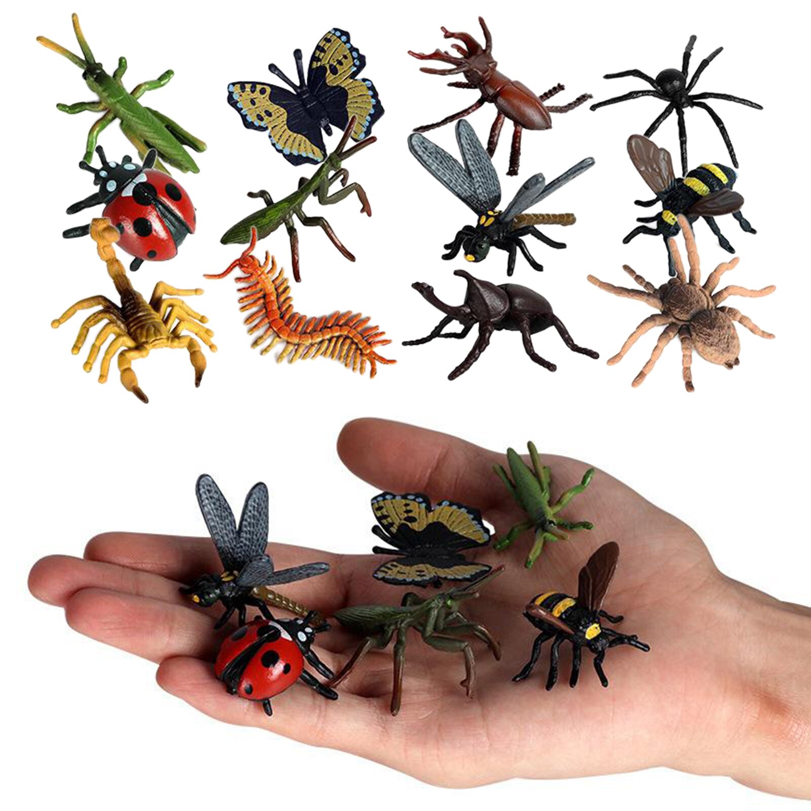 12 Pack Plastic Insect Figures Assorted Insect Bugs Lifelike Figurines for Children Education, Insect Themed Party