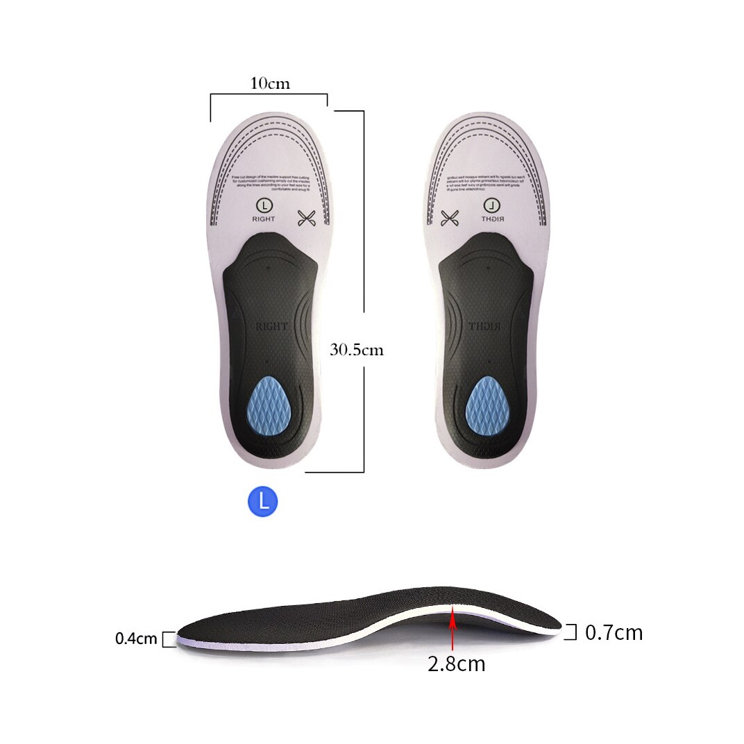 1Pair Orthopedic Insoles Arch Support Flat Feet Insert Foot Care Fasciitis Relief Insoles for Feet for Plantar Fasciitis Unisex: Black-30.5cm EU45-47