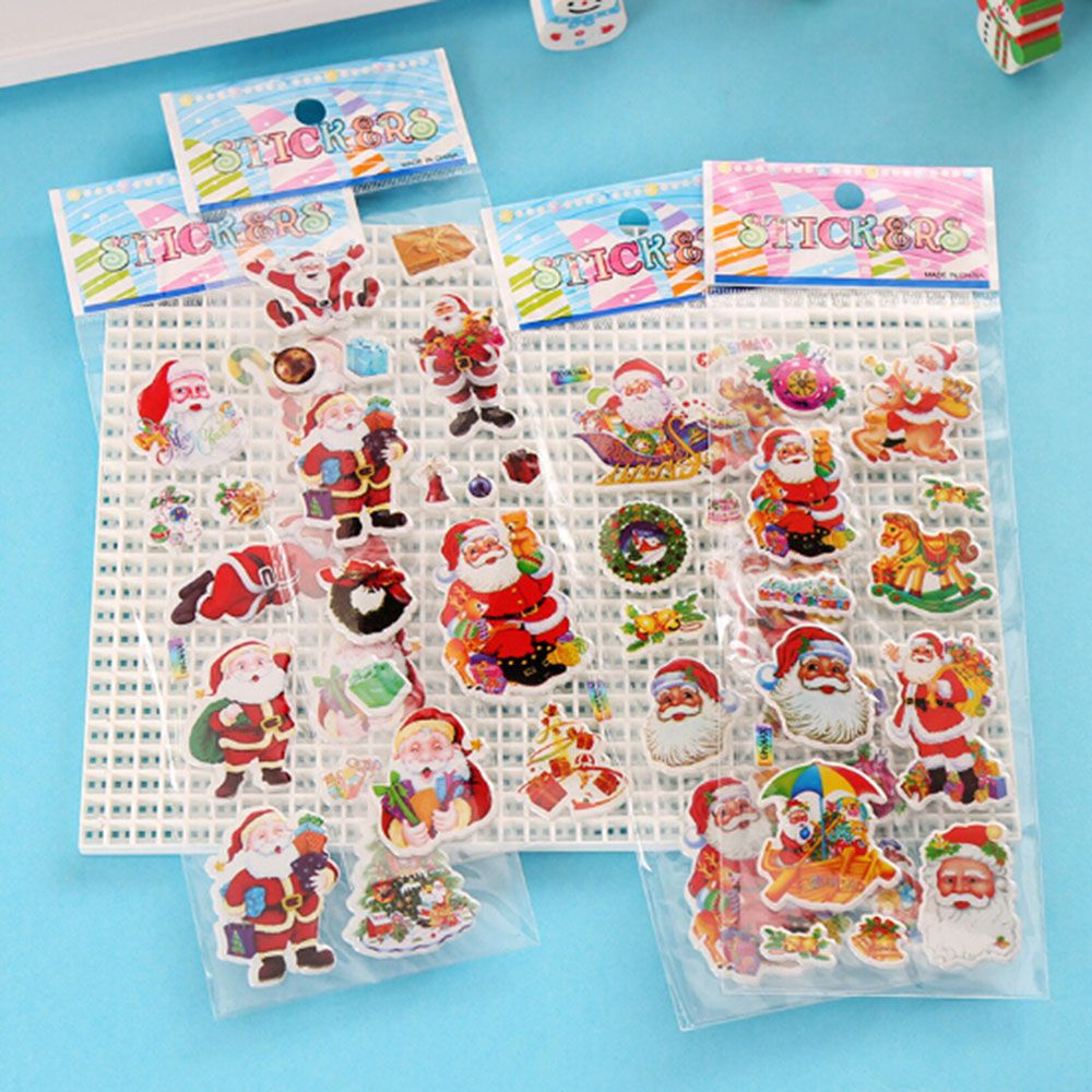 1 PCS Kerstcadeaus Vrolijk Kerstfeest 3D Carton Bubble Sticker Kerstman Puffy Stickers Gelukkig Nieuwjaar Decoratie Voor Kids
