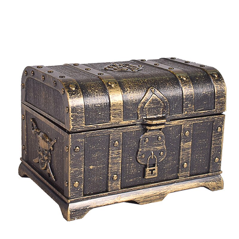 pirate treasure box children's treaed antique plastic large treasure box toys Children's role-playing props, game props