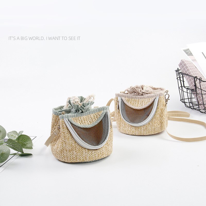 Pet Carrier Portable Small Pet Bamboo Weaving Rat Cage Hedgehog Cages Chinchilla Cage Outdoor Carrying Backpack Holder