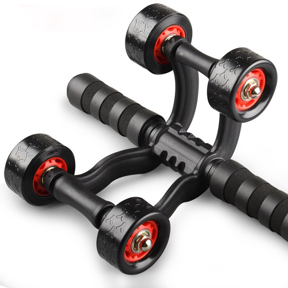 4 Wheels Ab Roller For Core Workout Abdominal Trainers with Resistance Bands, Knee Mat, Perfect Home Gym Equipment for Men Women