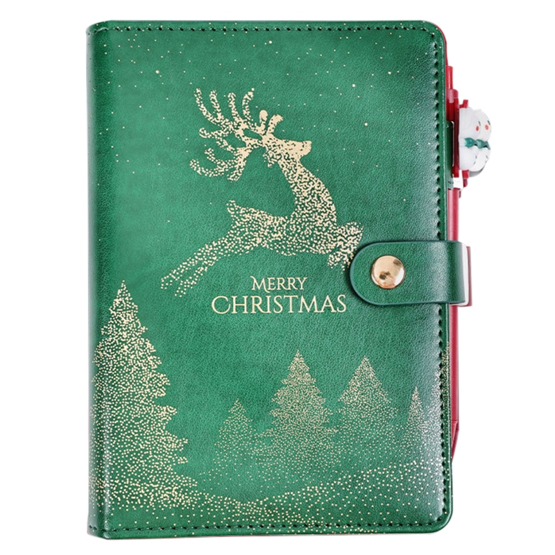 2022 Lederen Notebook Set Met Gel Pen A6 Bindmiddel Notepad Xmas Set Voor Kind Volwassen: Green