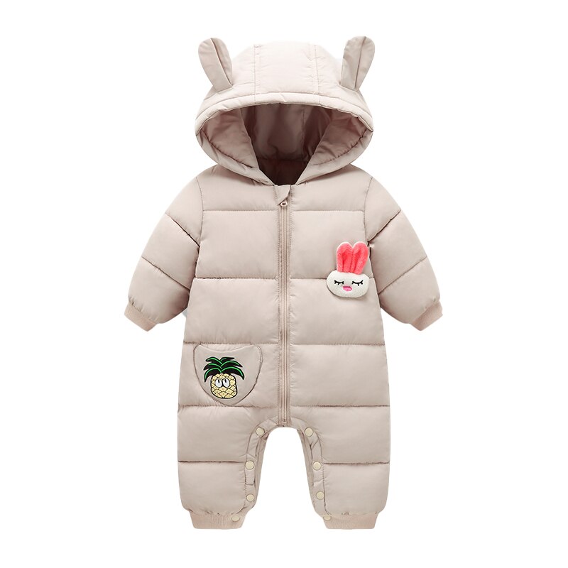 Meninas para baixo casacos de algodão do bebê crianças macacões infantil roupas de inverno/outono criança outerwear engrossar aquecimento jaquetas crianças meninos: beige / 12 m