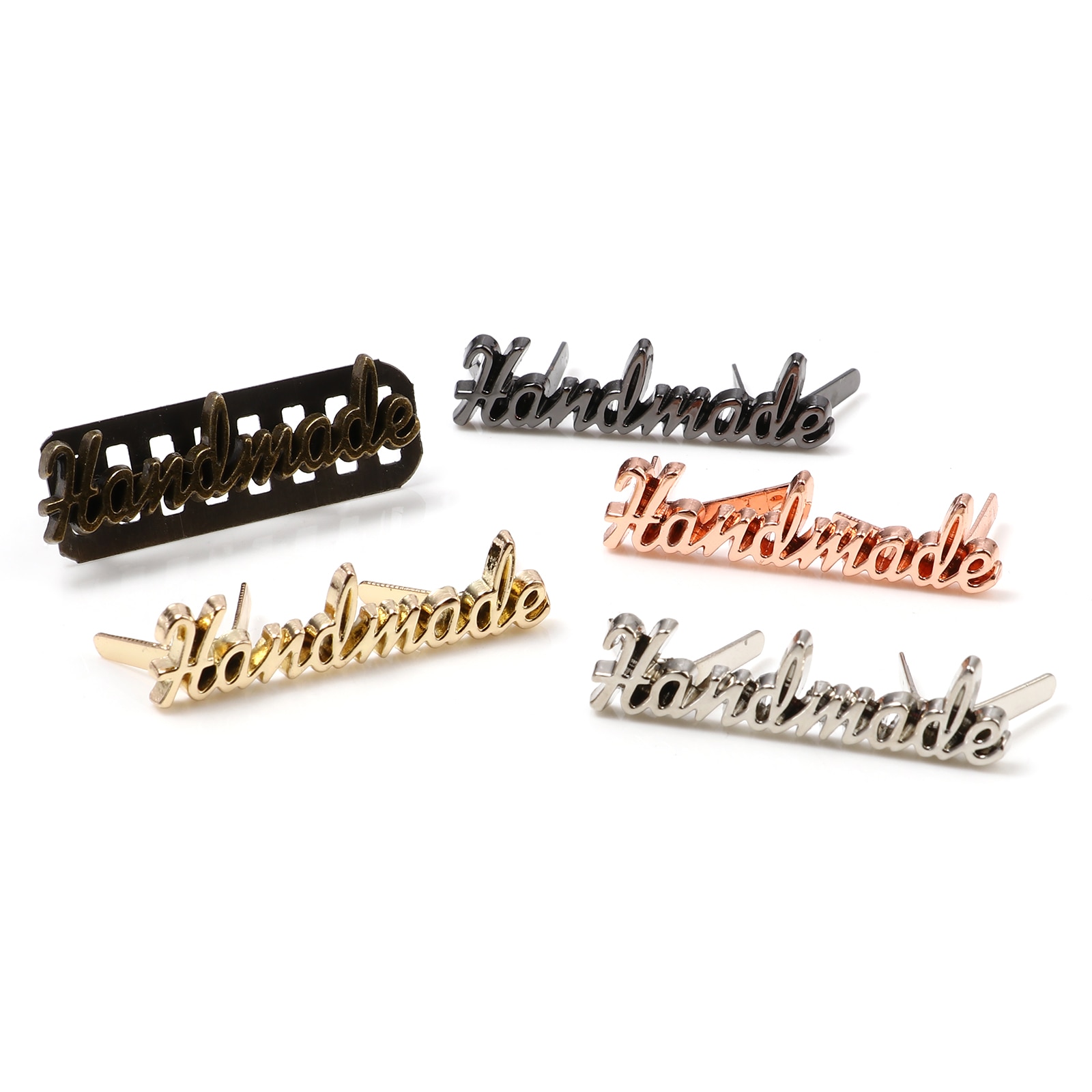 5 sett håndlagde bokstaver metalletiketter tag gjør-det-selv håndverksøm dekorasjonsetiketter tags tilbehør til jeans sko vesker håndlaget merkelapp
