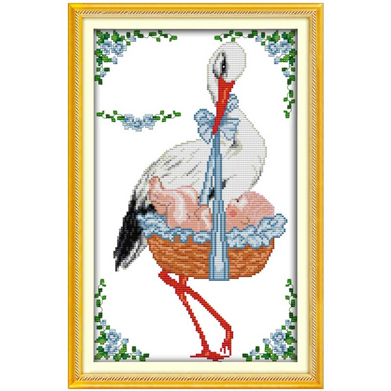 Red-crowned Cranes with the Baby Counted Cross Stitch 11CT 14CT Cross Stitch animals Cross-Stitch Kit Embroidery for Needlework