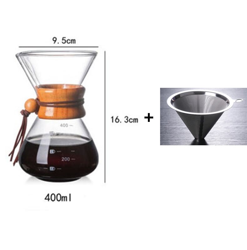 400 Ml 600 Ml 800 Ml Glas Koffiezetapparaat Espresso Potten Machine Met Rvs Filter Hoge Temperatuur slip Thuis: 400ML With Filter-1