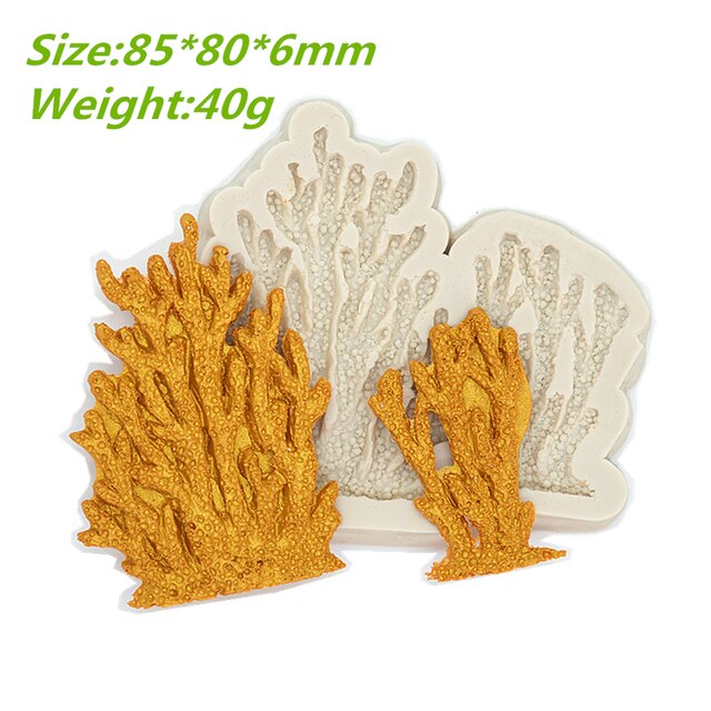 Molde de silicona de Coral de algas marinas, herramienta para hornear de resina de cocina, moldes de pastelería, Fondant, postre de Chocolate, suministros de decoración de encaje: coral 2