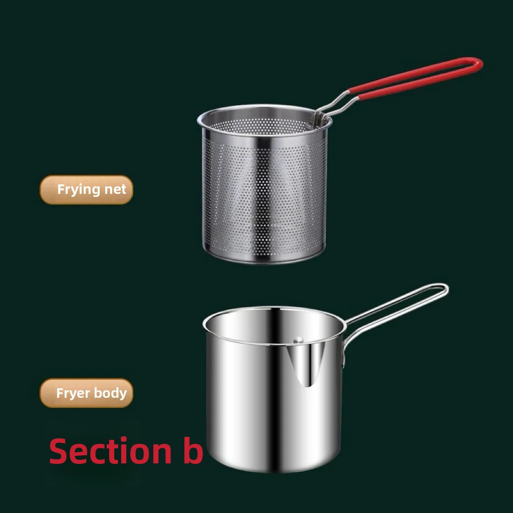 Universal Kitchen 304 Stainless Steel Fry Pot Home Use Multi-Function Detachable Outdoor Fried Food Set for Household: WHITE / Four-piece Set
