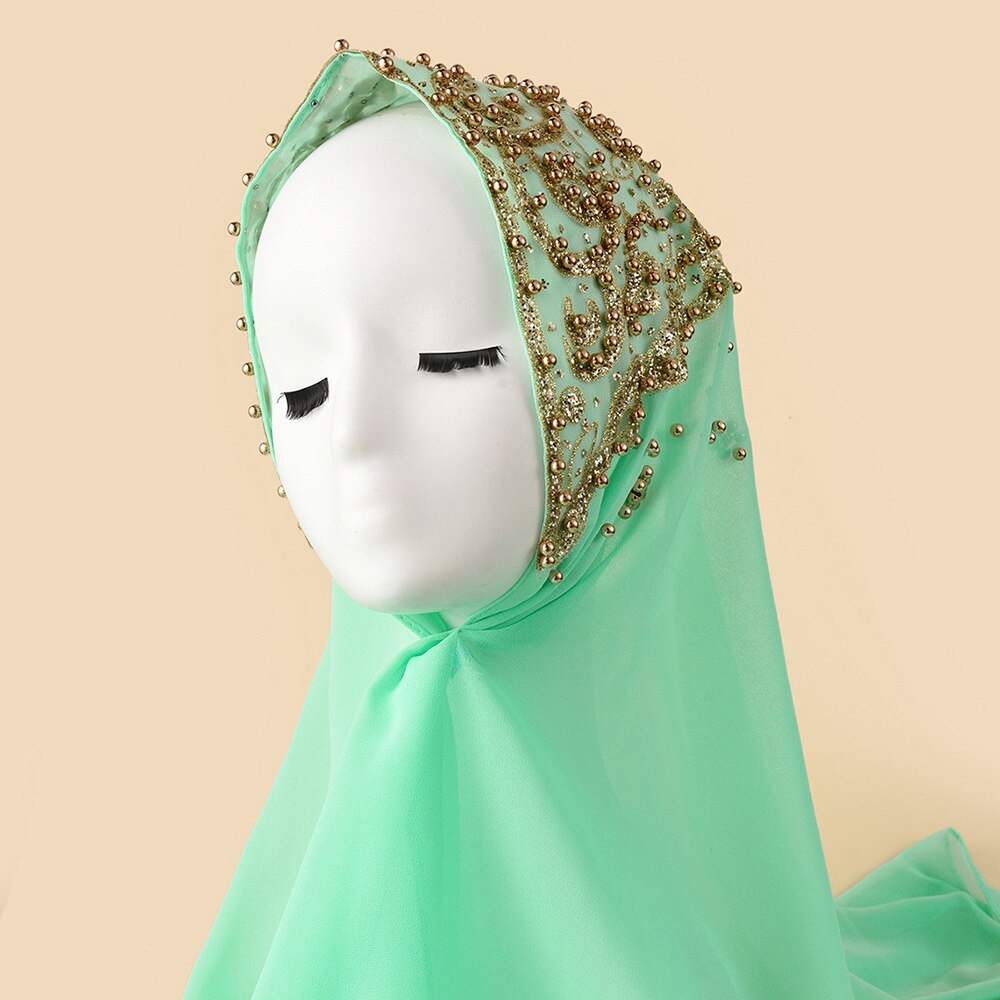 Ramadan Muslimischen Hijab Mit Strass Chiffon Schals Für Frauen Islam Kleidung Kopftücher Mit Stein Schal Damen Schleier: 09