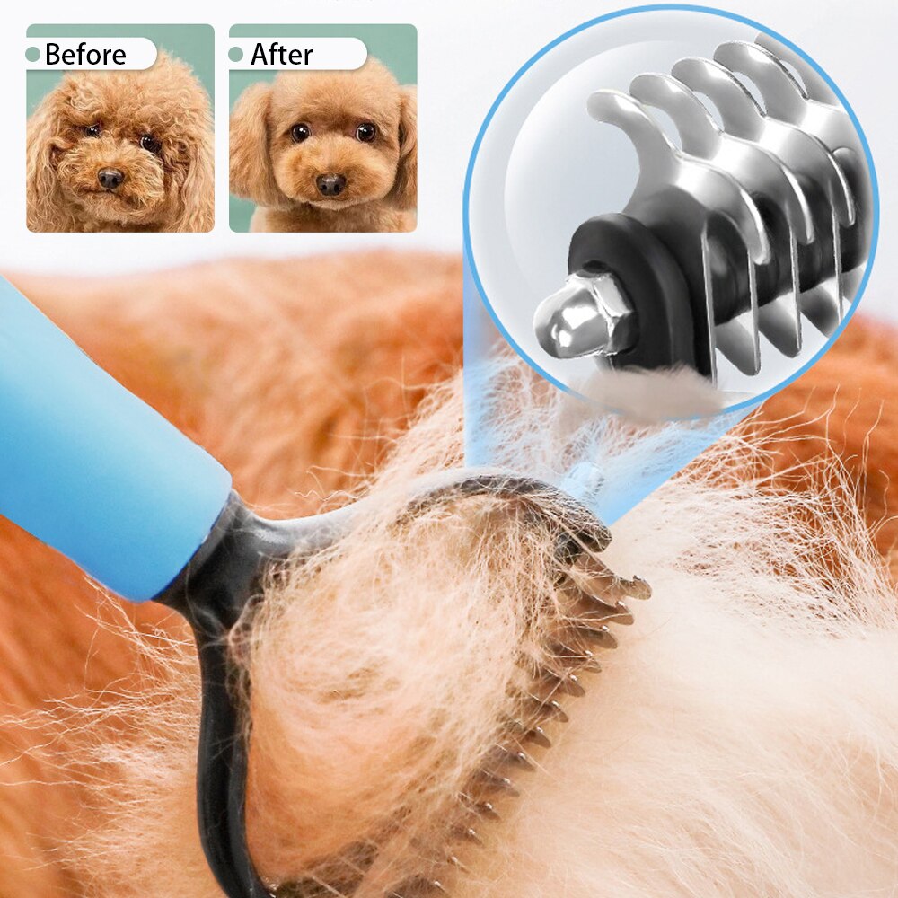 Huisdieren Ontharing Kam Knoop Cutter Borstel Dubbelzijdig Kat Hond Grooming Vergieten Hulpmiddel Lange Krullend Haar Cleaner Kam Huisdier grooming