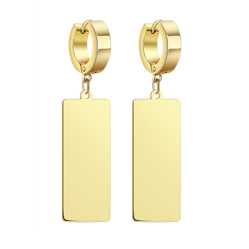 Pendientes colgantes rectangulares brillantes, pendientes geométricos de acero inoxidable para mujer, joyería de tendencia Simple, de: Bronze
