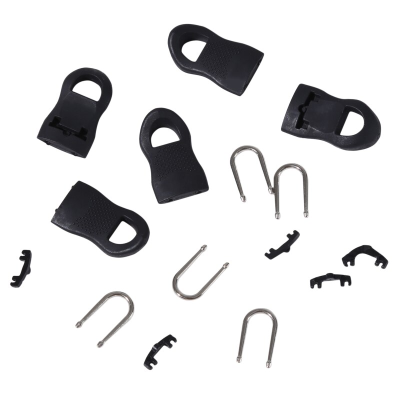 Kits de reparación de relámpago con cremallera, tirador de cremallera para deslizador de cremallera, costura artesanal, reparación instantánea, para bolsas, 5 uds.: Black 5