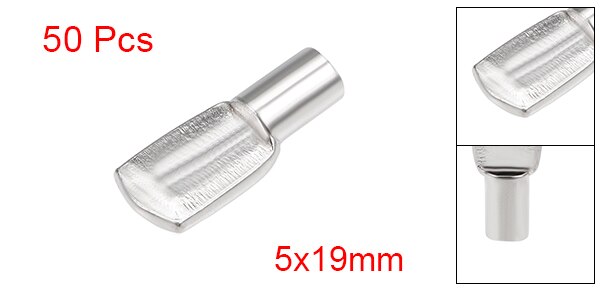 Uxcell 50/100/150 st hyllhållare 5 x 19mm nickelpläterade platt sked form hyllhållare stödstift för skåp bokhylla: 50 st