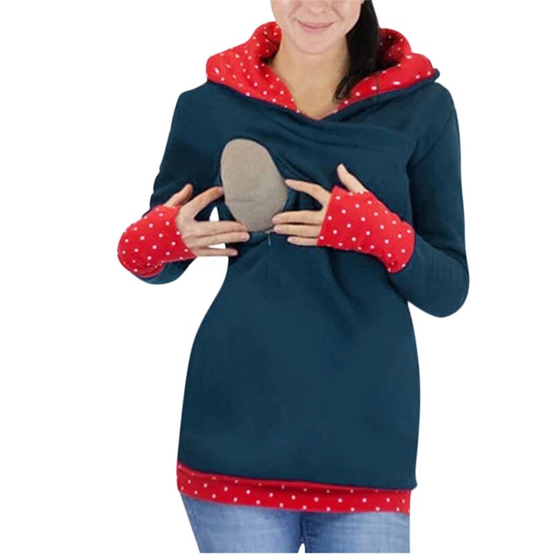 Mutterschaft Plus Samt Hoodies Herbst Mit Kapuze Mantel Schwangere Frauen Pflege Jacke Schwangerschaft Oberbekleidung Stillen Kleidung: Grau / XL