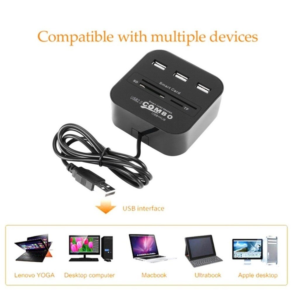 Pzzpss All In 1 Usb Sim Smart Kaartlezer Voor Bankkaart Ic/Id Emv Sd Tf 3USB Hub mmc USB-CCID Iso 7816 Cacdnieatm Ic Simsdtf