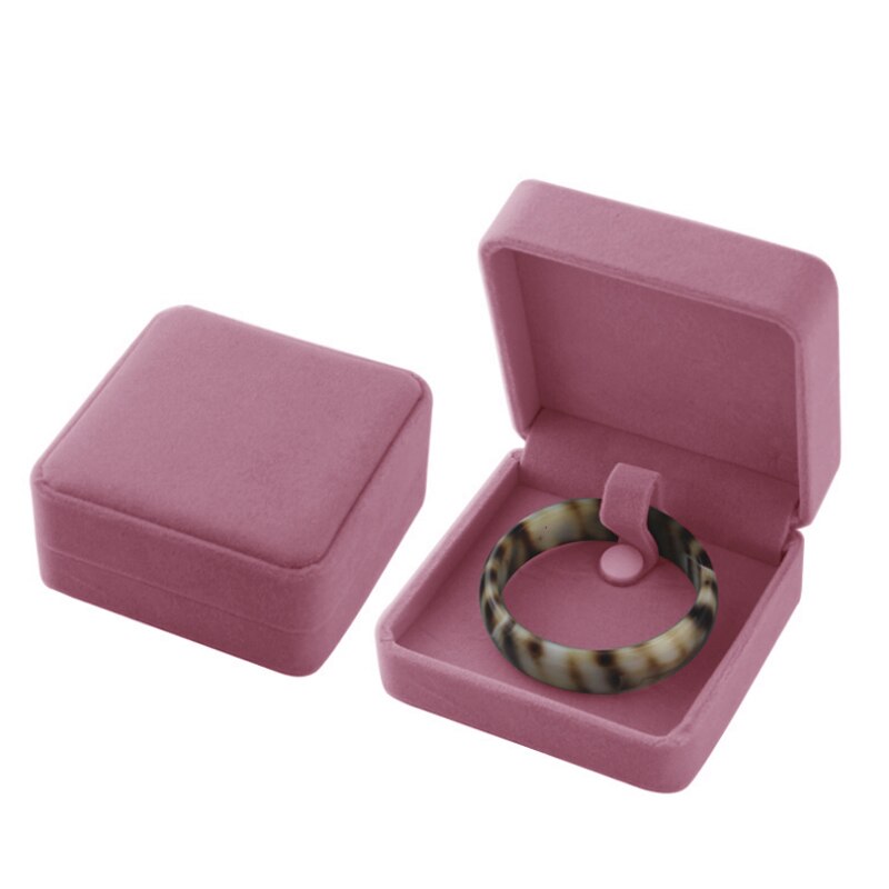 1 PC Storage Presentation Necklace/Bracelet/Ring/Pendant Jewelry Box Velvet Case Plastic Display Box 4 Colors: Pink Bracelet  Box