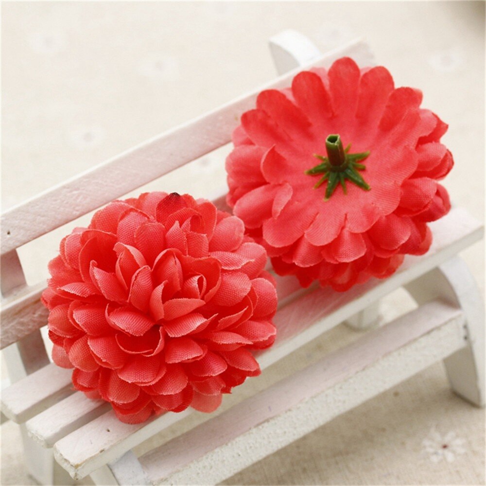 Chenap-pompon à œillet artificiel en soie | Tête de fleurs pour décoration de voiture de mariage, fournitures de fleuriste décoratives diy, fleurs: watermelon red