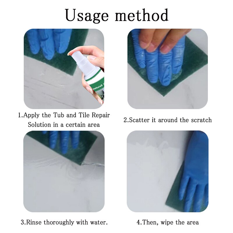 Bathtub Tile Refinish Paint Repair Spray Sink Ceramic Porcelain Polish for Home TN88