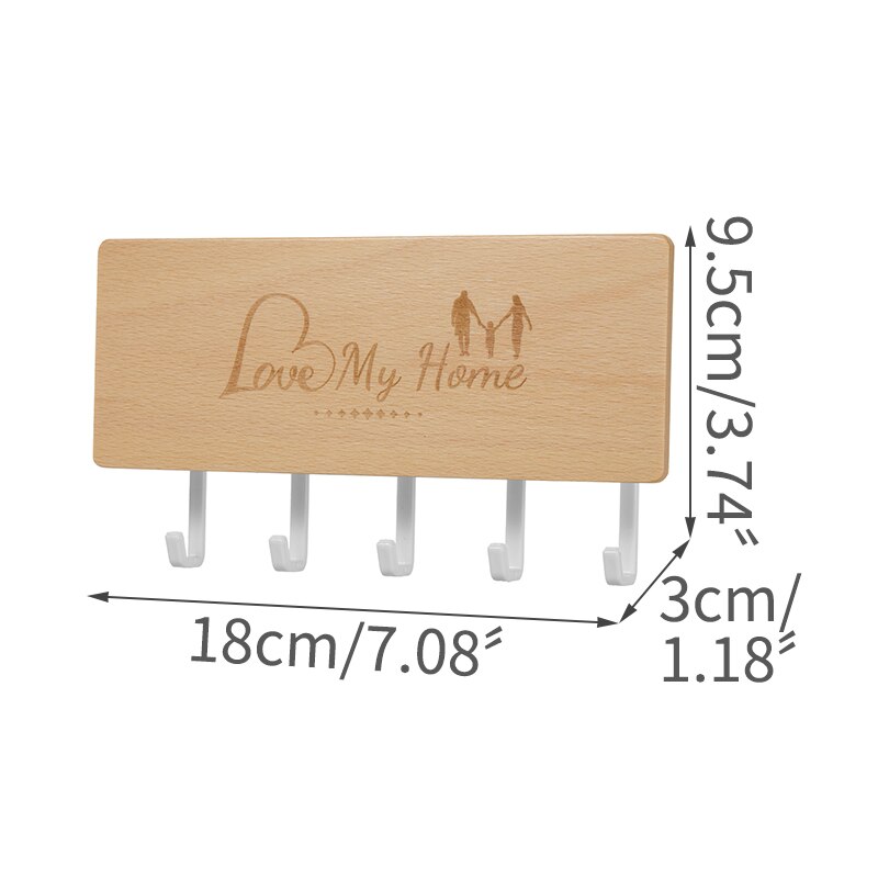 Rack Opslag Rek Sleutel Houten Hanger Thuis Muur Vintage Hal Thuis Ruimtebesparend Kleine Slaapkamer Deur Terug Decoratieve Kamer Rack: Zilver