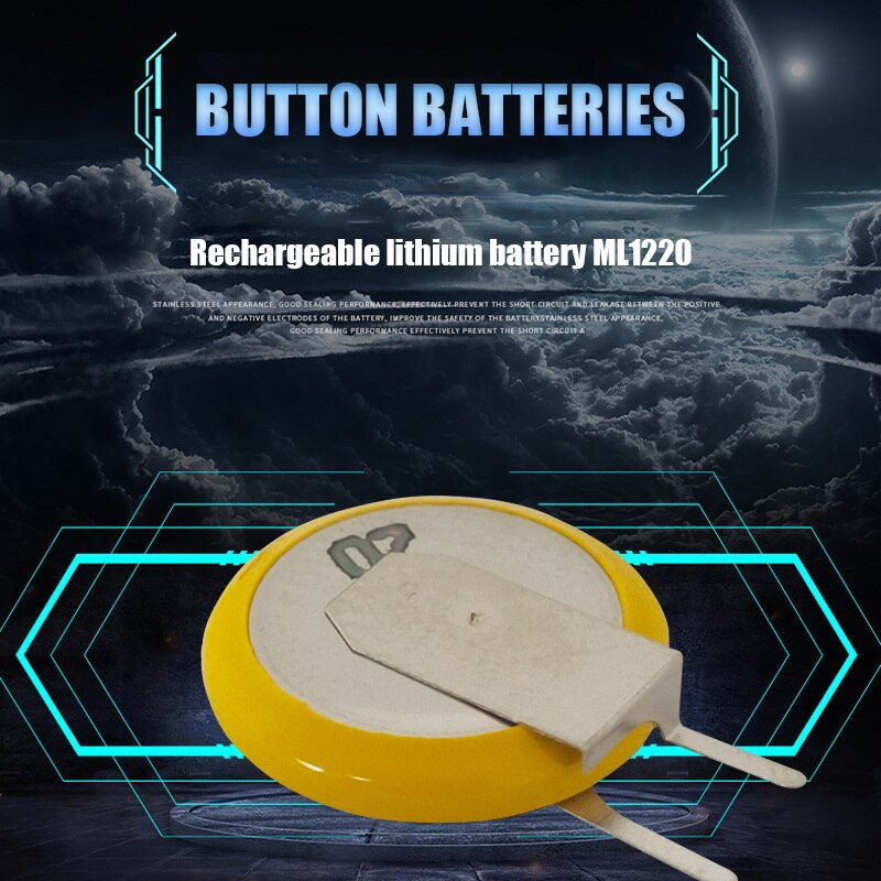 5 stk  ml1220 3v ml 1220 genopladelige cmos rtc bios backup batteri knap mønt batterier celle med loddefødder