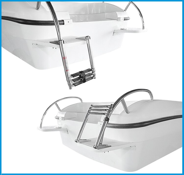BSET MATEL 3 Steps Boat Stainless Steel 304 Telescoping Folding Ladder Deck Outboard Swim Platform Boat Marine Yacht Accessories