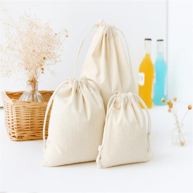 cotton linen canvas bag drawstring bags cloth candy sweets bags home buggy Storage bags CH51