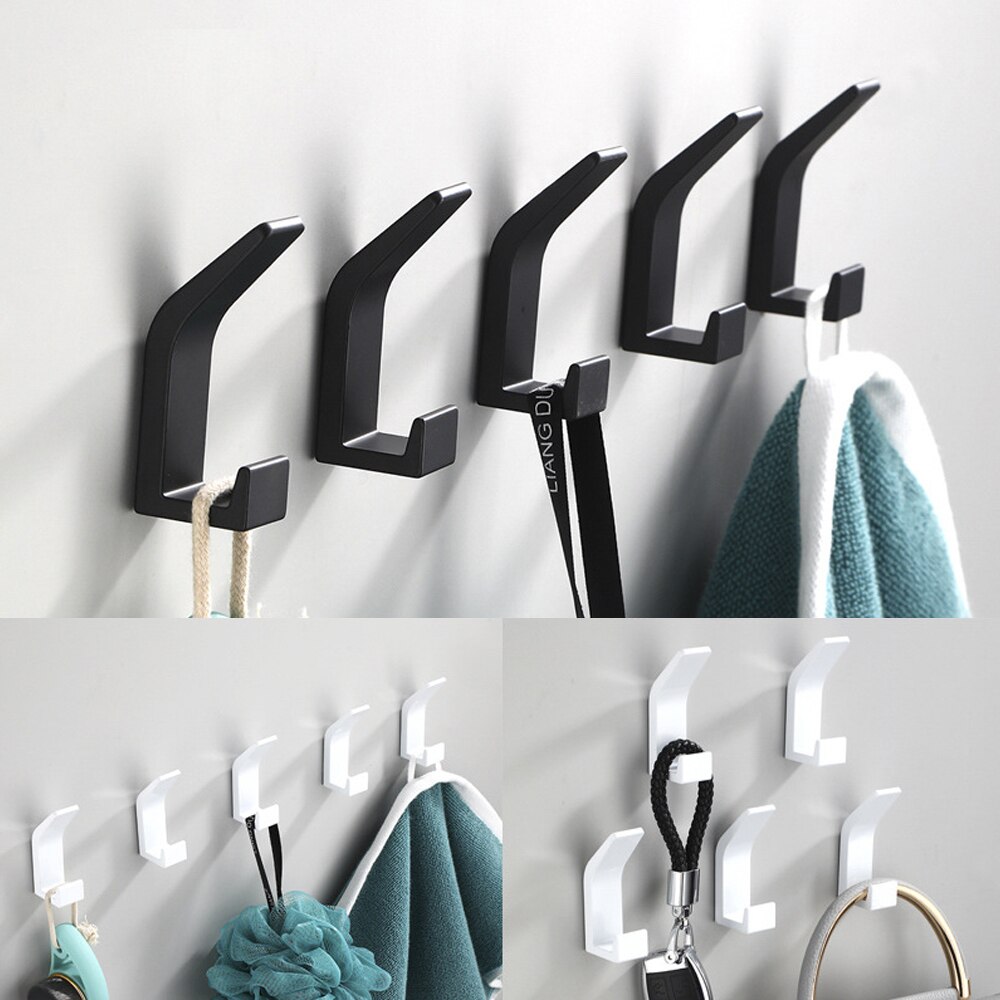 5Pcs Zelfklevende Muur Haken Kleding Tas Hanger Haak Wandmontage Jas Handdoek Roestvrij Sleutels Houder Keuken Badkamer accessoires