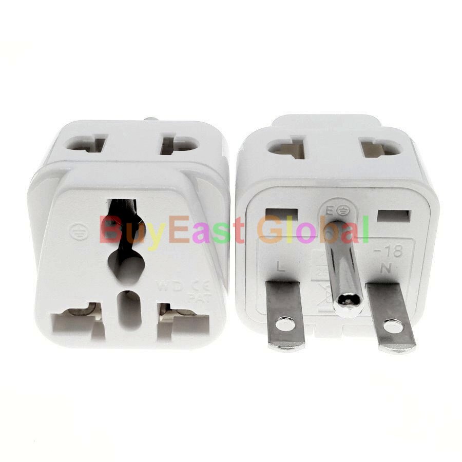 2 IN 1 - US NEMA 6-15P Electrical Plug Adapter 208/220/230/240 Volt Max 10A White / Black