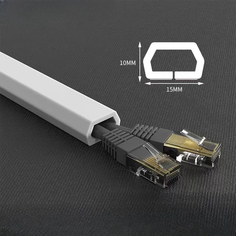 1 STÜCK 2 m/78,74 Zoll Flexible Bodenkabelaufdeckung Gummikabel Selbstklebender Wandkabelversteck Internet Drahtkanal Kanalschlitz Kabelverwaltigung: WHITE