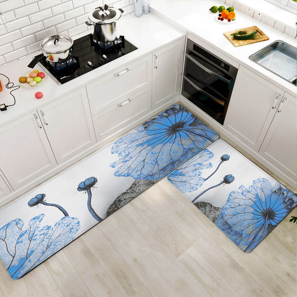 Keukenkleed met bloemenmotief voor de woonkamer, vrij op maat te snijden, deurmat met zeshoekig patroon, deurmat van pvc, vloerkleden voor huisdecoratie