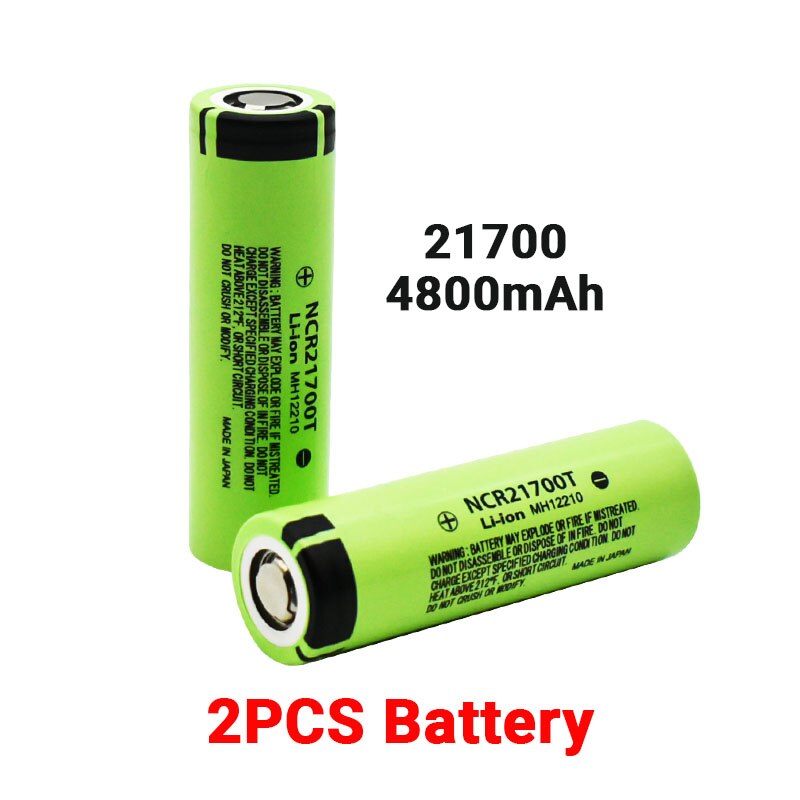 21700 NCR21700T Rechargeable Lithium 4800mAh 3.7V Power Battery High Discharge High Drain Li-ion Battery HD Cell +charger: black