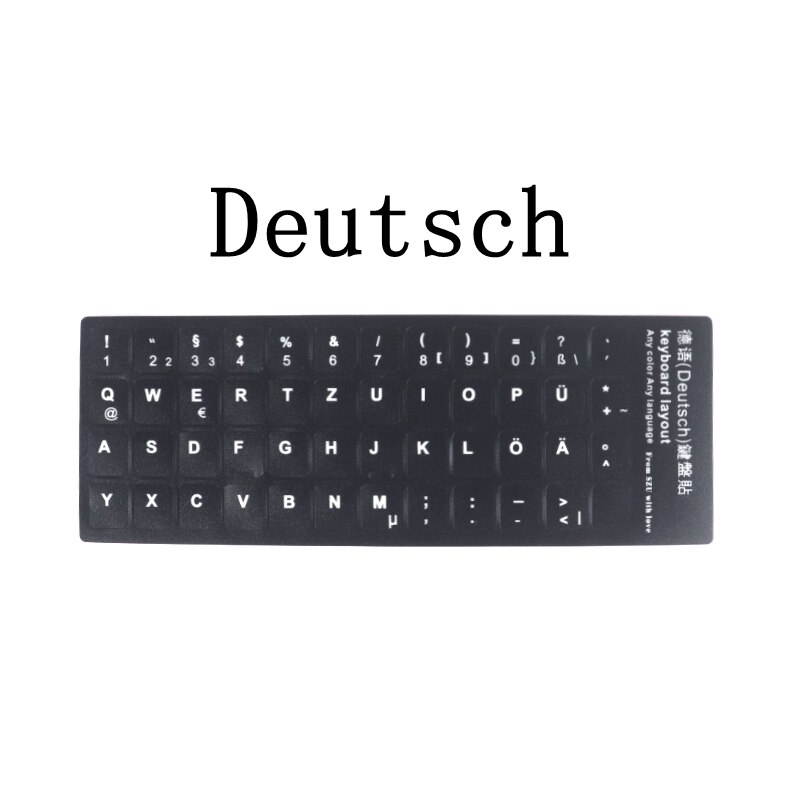 Russisch Frans Arabisch Spaans Hebreeuws Toetsenbord Stickers Letter Alfabet Layout Sticker Voor Toetsenbord Laptop Desktop Pc Toetsenborden Kit: German