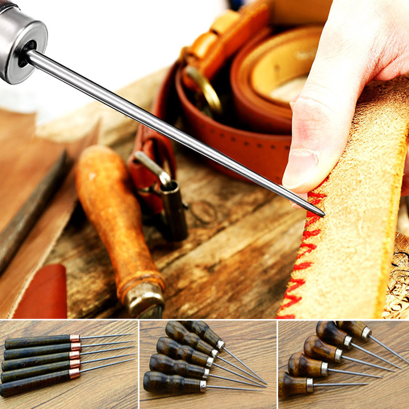 1Pc Leder Holz Griff Ahle Werkzeug NäHenne Zubehör NäHenne Ahle Für Leder Handwerk NäHenne Nähen Zubehör
