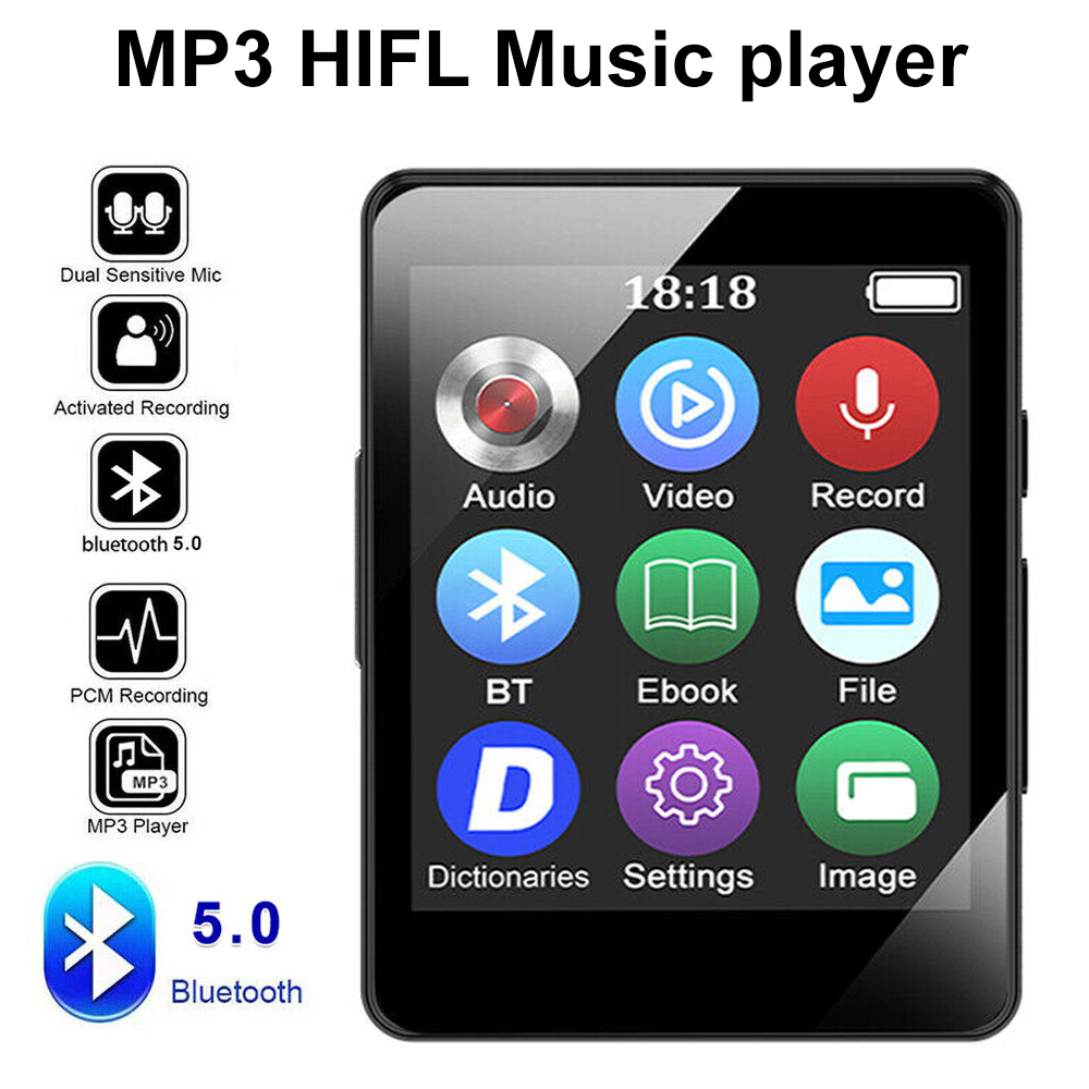 Portable HiFi MP3 Player Bluetooth 5.0 Music Stereo Speaker Mini MP3 Video Playback With TFT Screen FM Radio Recording Walkman