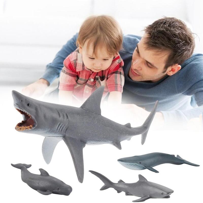 Mini Shark Speelgoed Mariene Leven Model Blue Whale Grote Witte Cognitieve Ornamenten Onderwijs Early Hand-Made Walvishaai