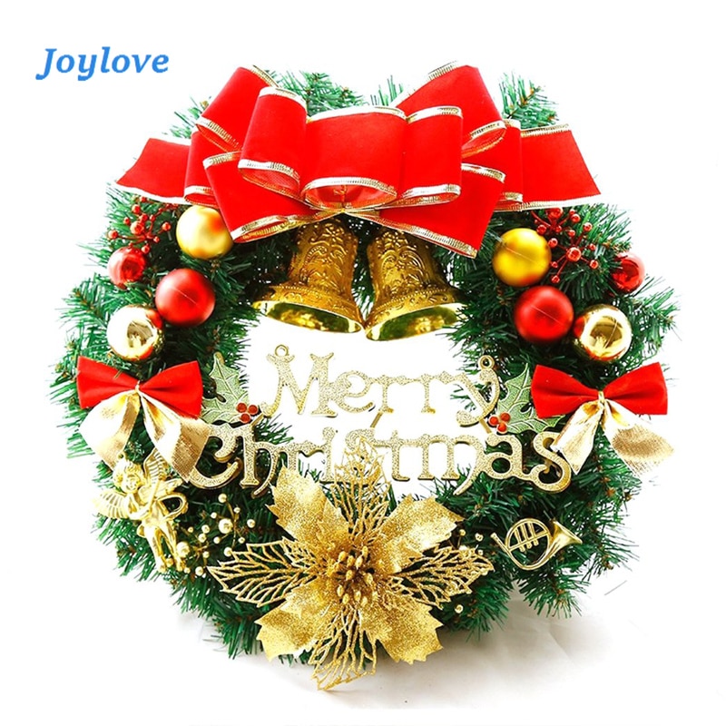 Joylove julekrans dør butiksvindue hængende juletræ dekoration vinring pvc 30cm simulering krans