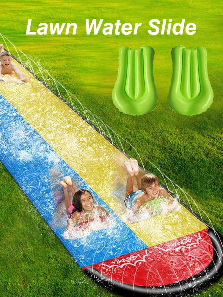 kid lawn water slide double lane water splash slide summer backyard outdoor garden lawn water slide spray summer water games toy