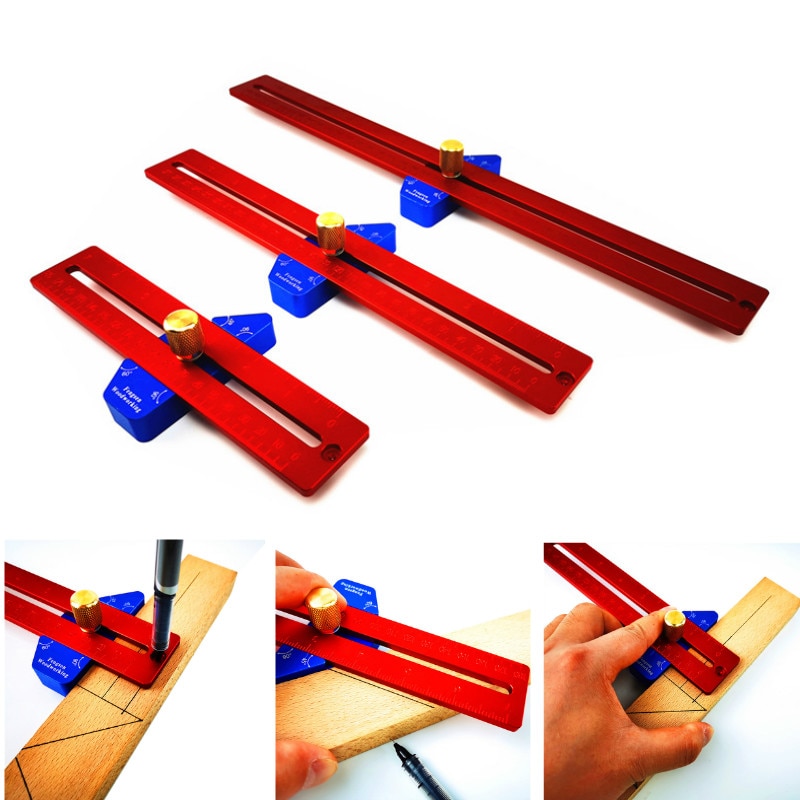 Marking Square Ruler 200/300/400mm Woodworking Machinist Square Woodworking Measuring Tools Gauge Scribe Carpenter